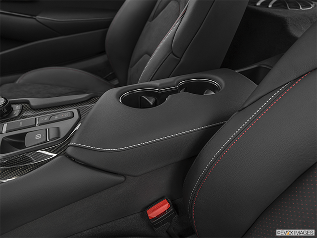 2022 Toyota GR Supra | Front center console with closed lid, from driver’s side looking down