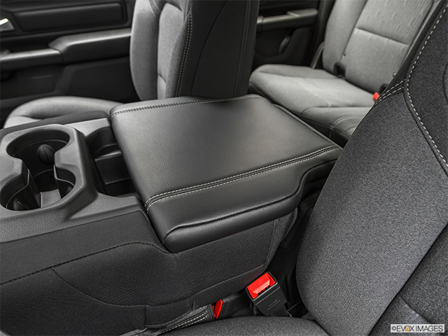 2022 Ram 1500 | Front center console with closed lid, from driver’s side looking down