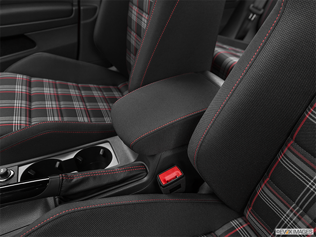 2022 Volkswagen Golf GTI | Front center console with closed lid, from driver’s side looking down