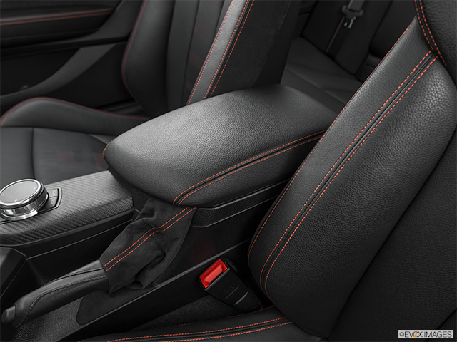 2024 BMW M2 Coupe | Front center console with closed lid, from driver’s side looking down