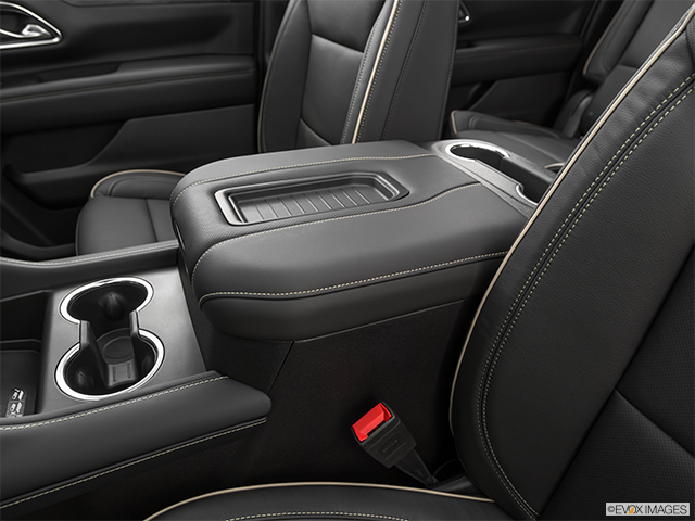 2023 GMC Yukon XL | Front center console with closed lid, from driver’s side looking down