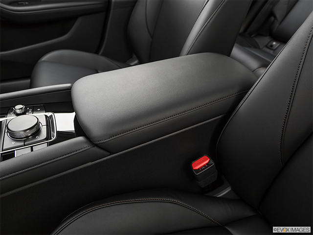 2023 Mazda MAZDA3 | Front center console with closed lid, from driver’s side looking down