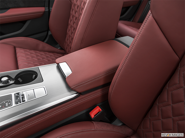 2022 Audi S6 | Front center console with closed lid, from driver’s side looking down