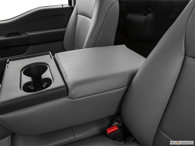2022 Ford F-150 | Front center console with closed lid, from driver’s side looking down