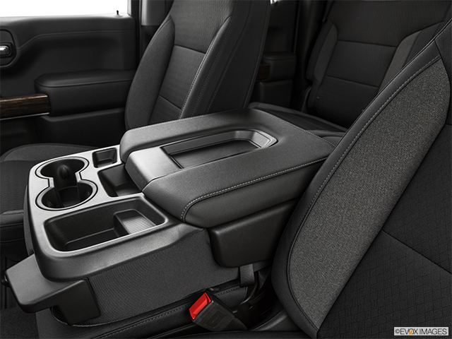 2024 GMC Sierra 1500 | Front center console with closed lid, from driver’s side looking down