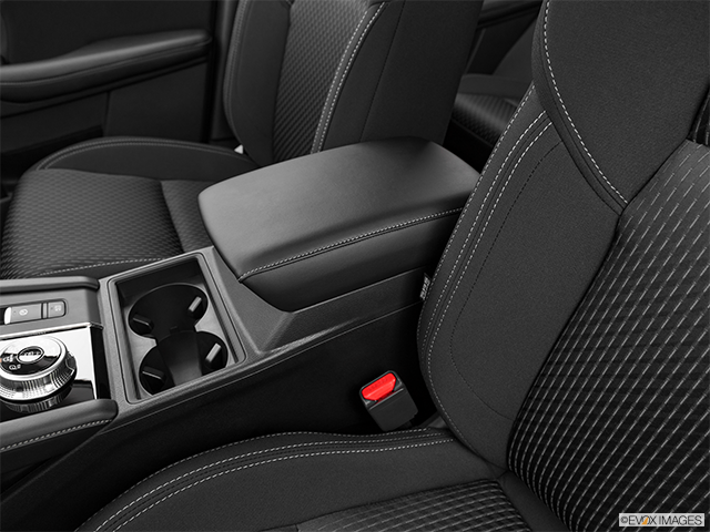 2023 Mitsubishi Outlander | Front center console with closed lid, from driver’s side looking down