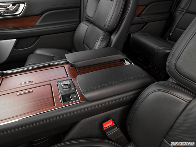 2023 Lincoln Navigator | Front center console with closed lid, from driver’s side looking down