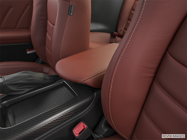 2021 Nissan GT-R | Front center console with closed lid, from driver’s side looking down