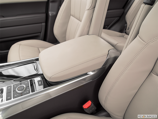 2024 Land Rover Range Rover Sport | Front center console with closed lid, from driver’s side looking down