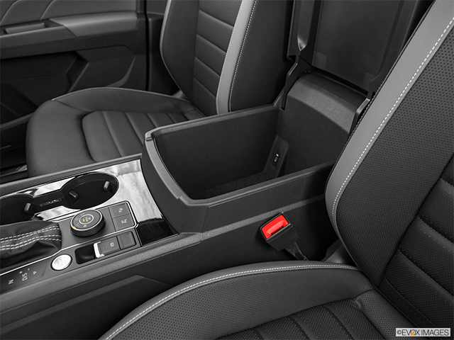 2023 Volkswagen Atlas Cross Sport | Front center console with closed lid, from driver’s side looking down