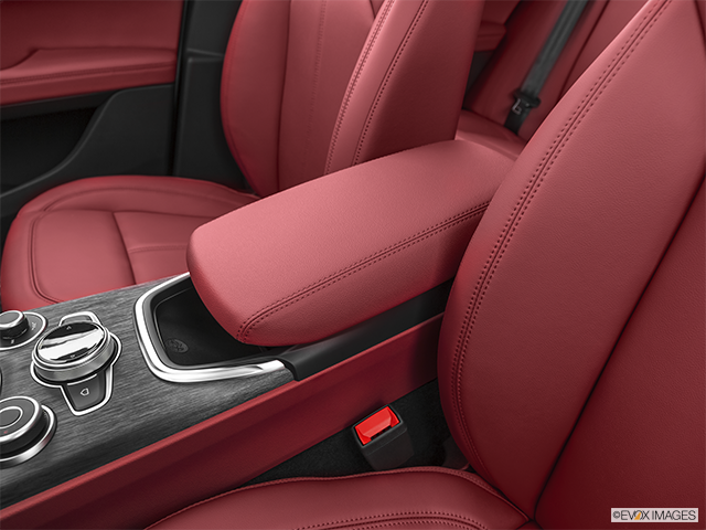 2023 Alfa Romeo Stelvio | Front center console with closed lid, from driver’s side looking down
