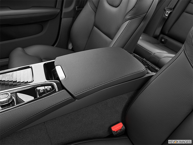 2023 Volvo S60 | Front center console with closed lid, from driver’s side looking down