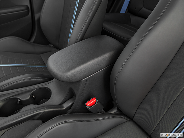 2022 Hyundai Veloster N | Front center console with closed lid, from driver’s side looking down