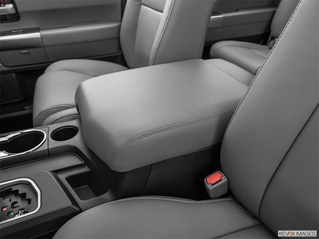 2022 Toyota Sequoia | Front center console with closed lid, from driver’s side looking down