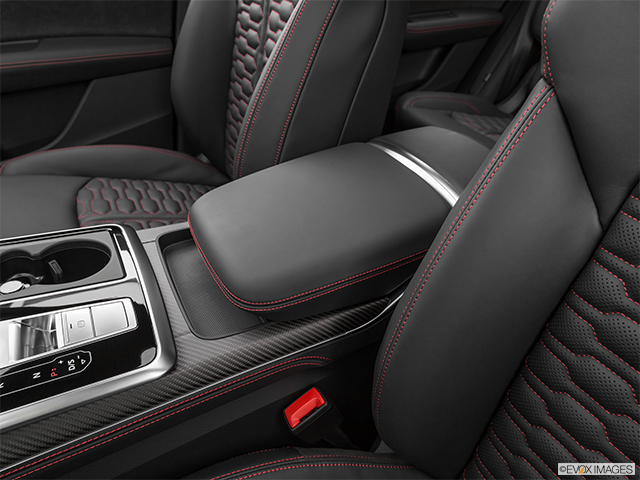 2022 Audi RS Q8 | Front center console with closed lid, from driver’s side looking down