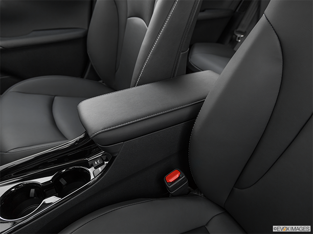 2023 Toyota Prius Prime | Front center console with closed lid, from driver’s side looking down
