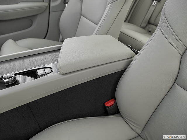 2022 Volvo S60 | Front center console with closed lid, from driver’s side looking down