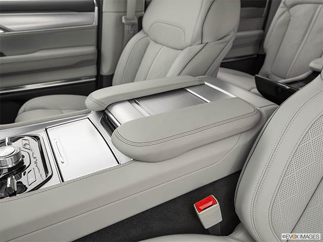 2023 Jeep Grand Wagoneer | Front center console with closed lid, from driver’s side looking down