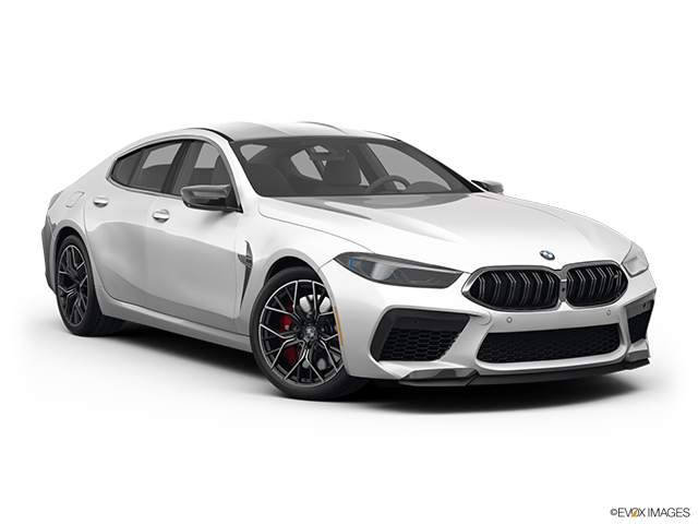 2022 BMW M8 Gran Coupe | Front passenger 3/4 w/ wheels turned