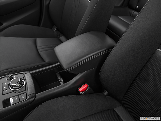 2021 Mazda CX-3 | Front center console with closed lid, from driver’s side looking down