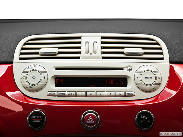 2012 Fiat 500 | Closeup of radio head unit