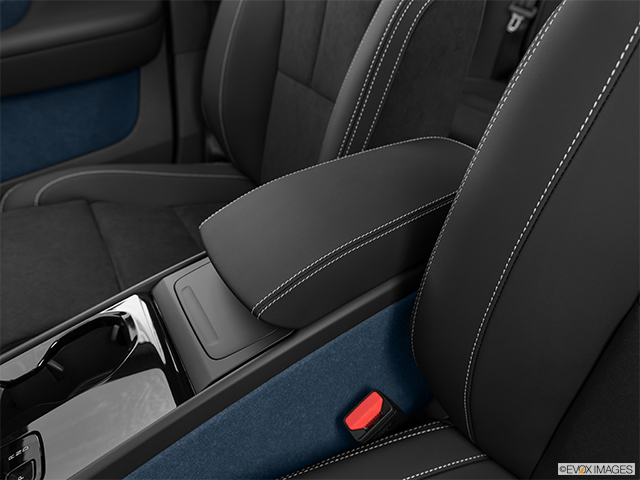 2023 Volvo C40 | Front center console with closed lid, from driver’s side looking down