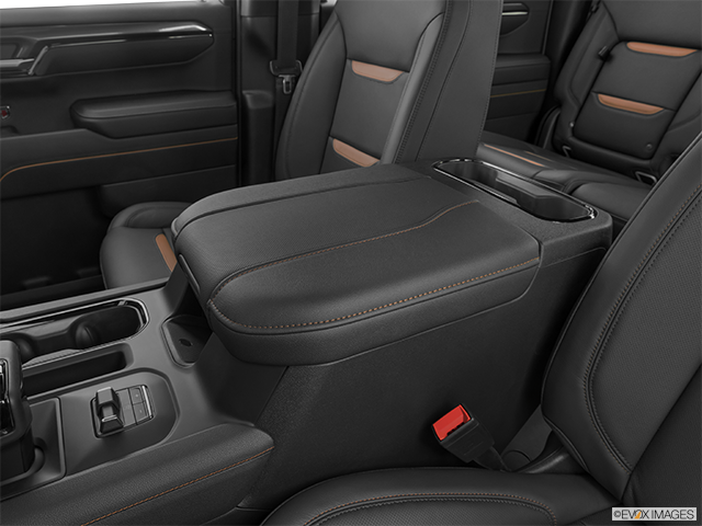 2023 GMC Sierra 1500 | Front center console with closed lid, from driver’s side looking down