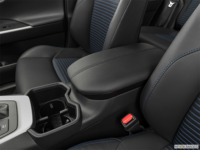 2023 Toyota RAV4 Hybrid | Front center console with closed lid, from driver’s side looking down