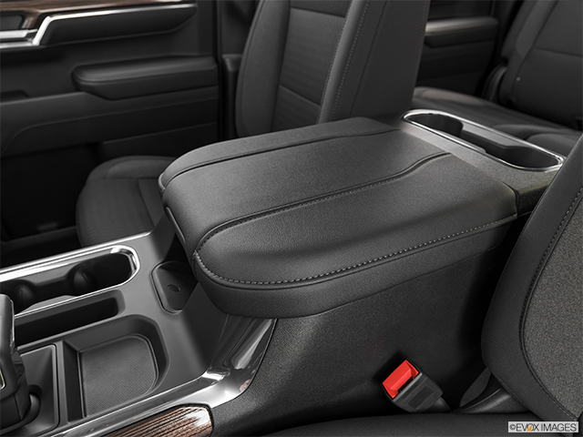 2023 Chevrolet Silverado 1500 | Front center console with closed lid, from driver’s side looking down