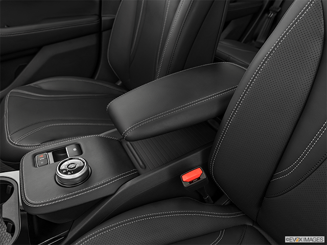 2023 Ford Mustang Mach-E | Front center console with closed lid, from driver’s side looking down