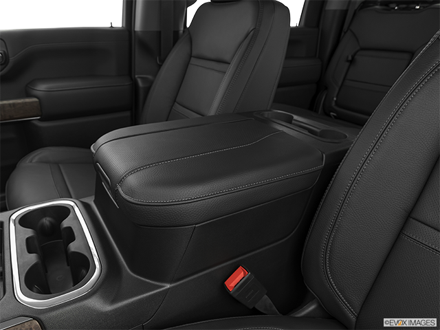 2024 GMC Sierra 3500HD | Front center console with closed lid, from driver’s side looking down