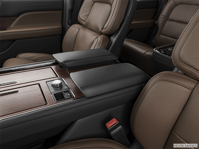 2024 Lincoln Navigator | Front center console with closed lid, from driver’s side looking down