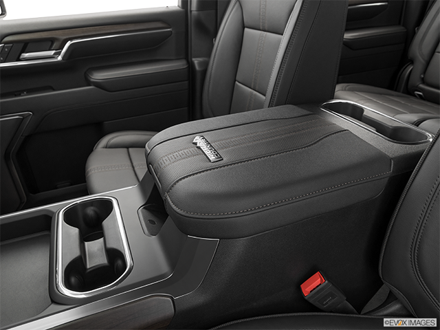 2024 Chevrolet Silverado 2500HD | Front center console with closed lid, from driver’s side looking down