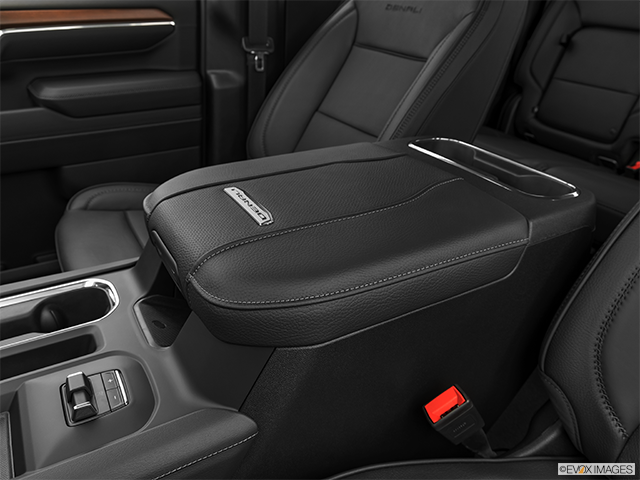 2024 GMC Sierra 2500HD | Front center console with closed lid, from driver’s side looking down