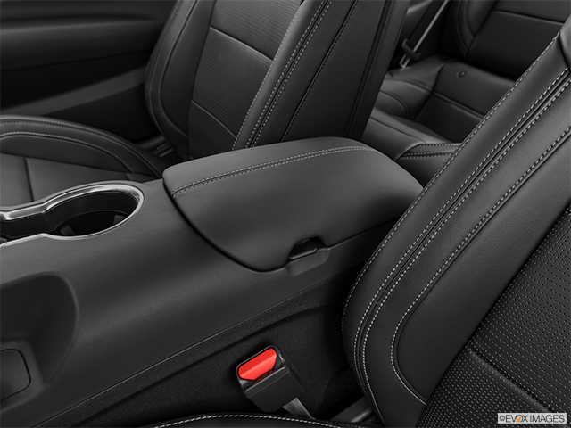 2024 Ford Mustang | Front center console with closed lid, from driver’s side looking down
