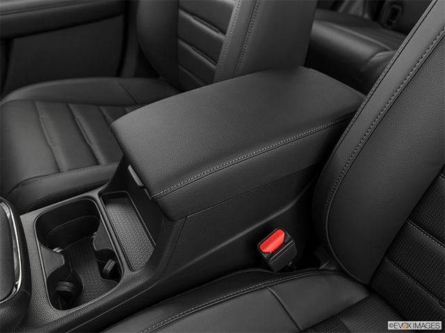 2025 Honda CR-V | Front center console with closed lid, from driver’s side looking down