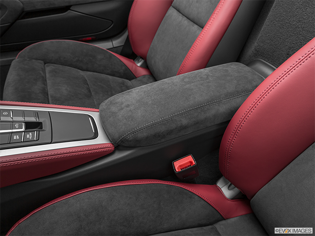 2022 Porsche 718 | Front center console with closed lid, from driver’s side looking down
