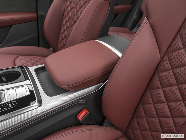 2022 Audi SQ8 | Front center console with closed lid, from driver’s side looking down