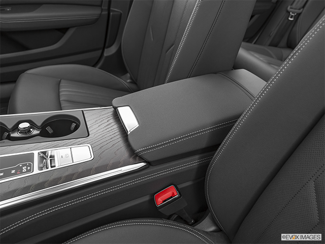 2024 Audi A6 Allroad | Front center console with closed lid, from driver’s side looking down