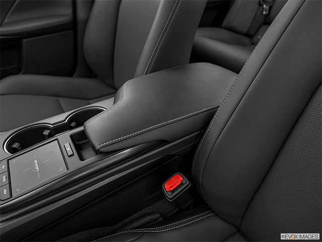 2022 Lexus IS 300 AWD | Front center console with closed lid, from driver’s side looking down