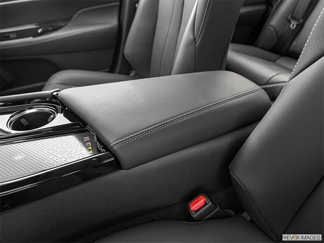 2023 Toyota Mirai | Front center console with closed lid, from driver’s side looking down