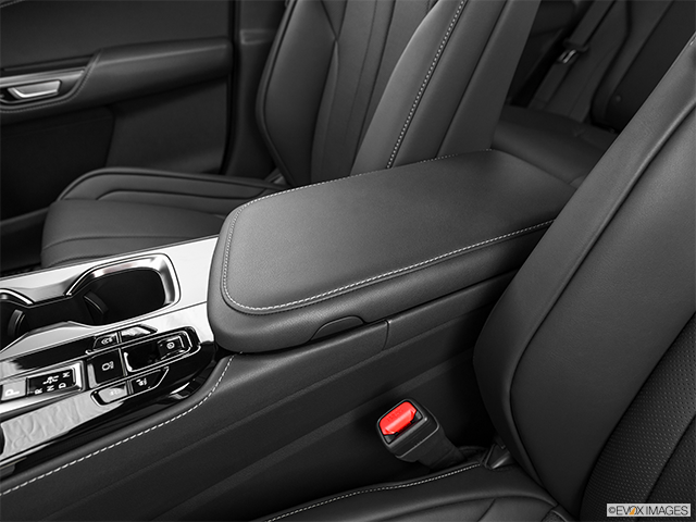 2022 Lexus NX 350 | Front center console with closed lid, from driver’s side looking down
