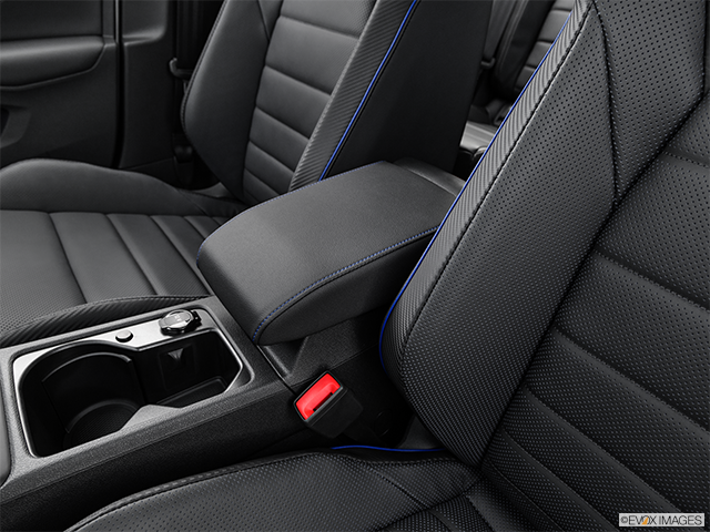 2022 Volkswagen Golf R | Front center console with closed lid, from driver’s side looking down