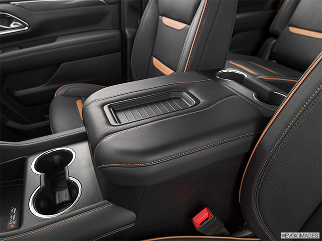 2022 GMC Yukon XL | Front center console with closed lid, from driver’s side looking down