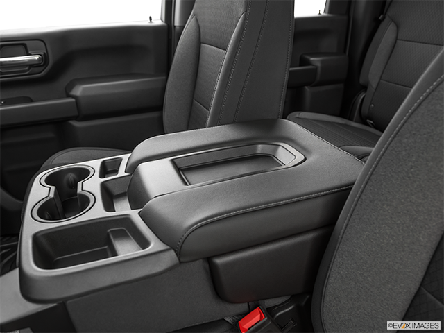 2023 GMC Sierra 3500HD | Front center console with closed lid, from driver’s side looking down