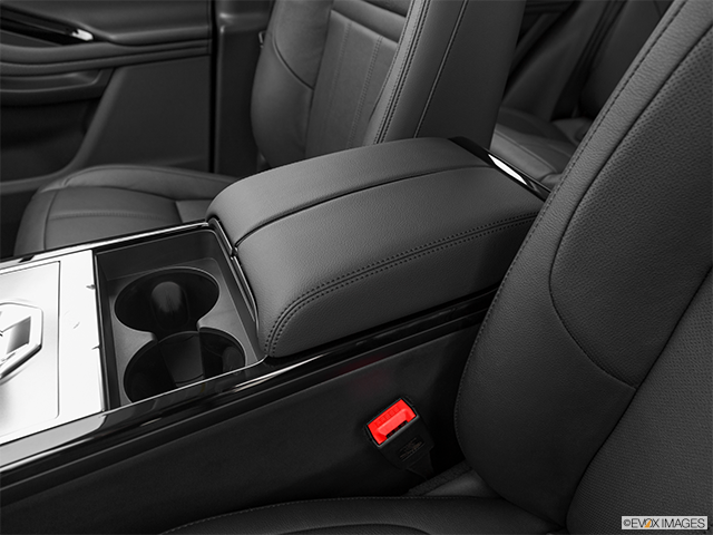 2024 Land Rover Range Rover Evoque | Front center console with closed lid, from driver’s side looking down