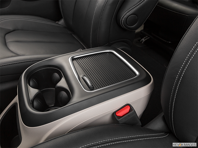 2022 Chrysler Pacifica Hybrid | Front center console with closed lid, from driver’s side looking down