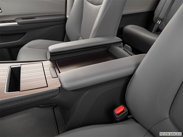 2022 Toyota Sienna | Front center console with closed lid, from driver’s side looking down