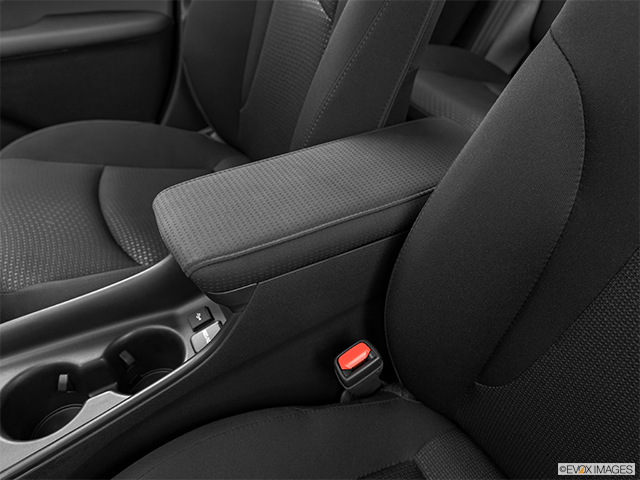 2023 Toyota Prius | Front center console with closed lid, from driver’s side looking down