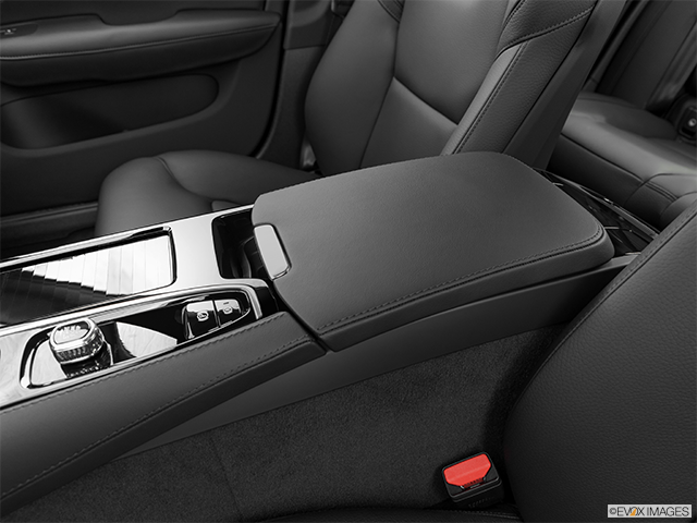 2023 Volvo S60 | Front center console with closed lid, from driver’s side looking down